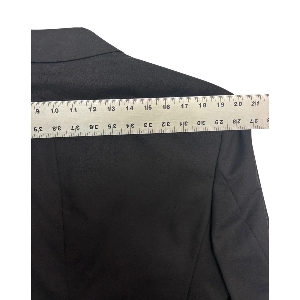 vtg Y2K Jones New York 43S 36x32 Black Tuxedo 2pc Pant Suit Wool Satin Formal